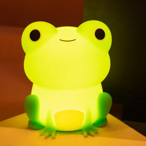 Vista 11 de Luz nocturna para niños, lámpara de rana con bonitas calcomanías de rana, lámpara de noche para dormitorio, luz nocturna para bebé, niña, niño