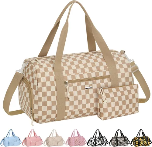 Vista 11 de Bolsa de gimnasio para mujer con compartimento para zapatos Fresa de pana beige