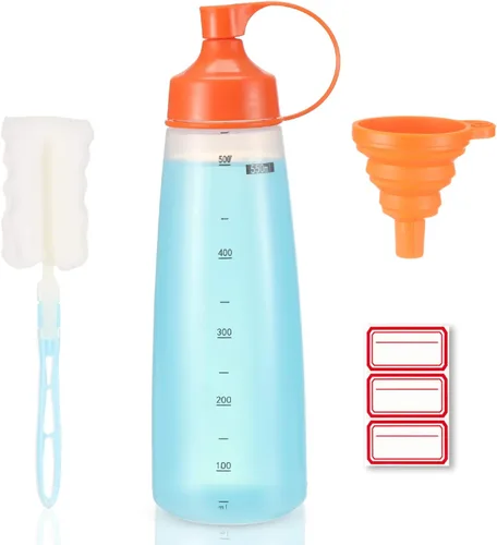 Vista 13 de Botellas de plástico para condimentos para salsas de boca ancha, dispensador de botellas para aderezo de ensalada, aceite de cocina, salsa