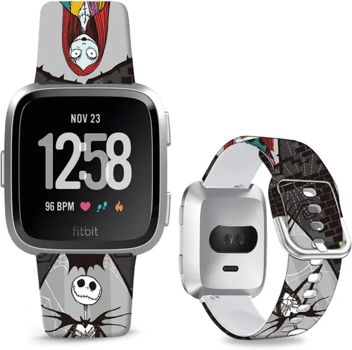 Vista 22 de Correas de reloj de silicona suave compatibles con Fitbit Versa 2/Versa/Fitbit Versa Lite/SE, correa de repuesto con bonito patrón floral de 0.98