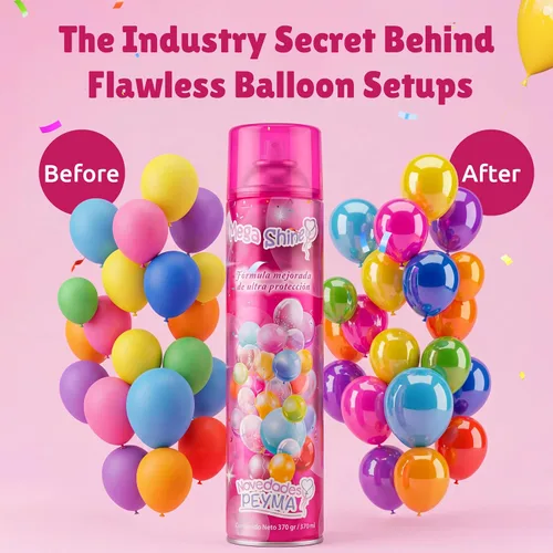 Vista 4 de Novedades Peyma Mega Shine - Aerosol de brillo para globos, esmalte de silicona de 19.3 fl oz y brillo para globos de látex y aluminio, brillo