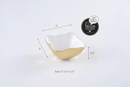 Vista 3 de Pampa Bay Moonlight - Cuenco cuadrado de porcelana sin deslustre con titanio dorado