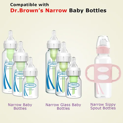 Vista 5 de Kit de conversión de vaso con pajita para biberones de vidrio estrechos y estrechos de Dr. Browns, kit de repuesto con peso con tapa y asa suaves, 6