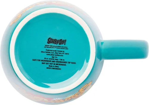 Vista 4 de Silver Buffalo Scooby Doo Group Mystery Machine Flowers Jumbo - Taza de cerámica curvada, 25 onzas Máquina misteriosa