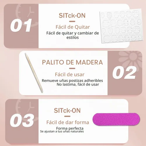 Vista 9 de 48 piezas de uñas postizas a presión color burdeos, uñas falsas en forma de almendra, pegamento para uñas, uñas de longitud media
