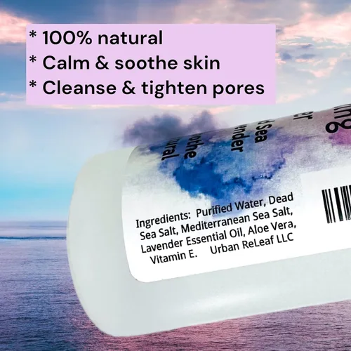 Vista 3 de Urban ReLeaf Tónico que encoge los poros con lavanda y sal del mar muerto, suave y apretada, 100% natural, calma y calma la irritación Smooth