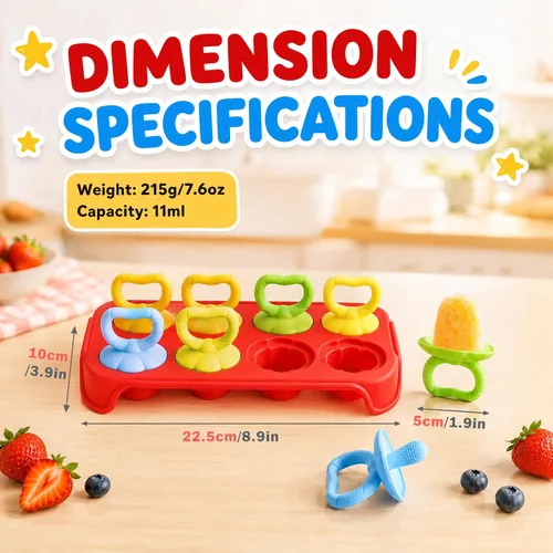 Vista 7 de Miaowoof Moldes de paletas para bebés con palillos, 8 cavidades de silicona para hacer paletas de hielo para bebés leche materna para alivio
