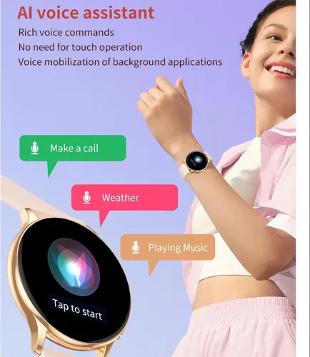 Vista 6 de Reloj inteligente para mujer, pantalla AMOLED Ultra-HD de 1.32 pulgadas, (responder/hacer llamadas) con asistente de voz NFC/AI, compatible