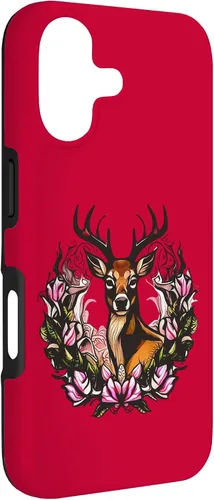 Vista 3 de Arkansas Deer with Antlers and Apple Blossom Tattoo Art Case for iPhone 17