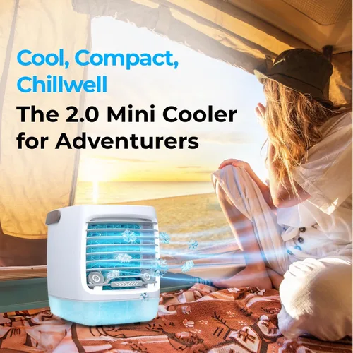 Vista 6 de ChillWell Enfriador de aire evaporativo 2.0 para habitación, mini enfriadores portátiles de pantano de 4 velocidades con humidificador Unidad