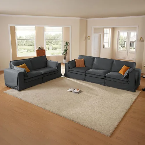 Vista 10 de Sofá modular lavable de gran tamaño de 89 pulgadas, sofá nube con funda totalmente extraíble, sofás seccionales para sala de estar, tela