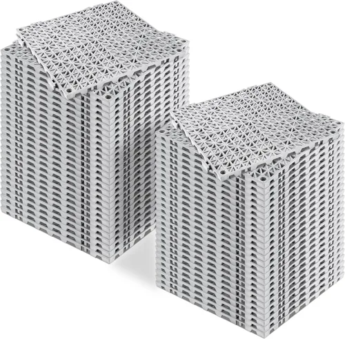 Vista 9 de ToLanbbt Cojín modular entrelazado 8P de 11.8 x 11.8 pulgadas, agujeros de drenaje de goma entrelazados antideslizantes para cubierta, ducha