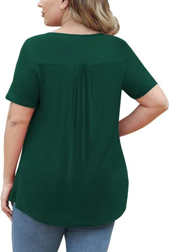Vista 3 de Tralilbee - Blusa casual de manga corta con encaje de ganchillo, para mujer, talla grande, talla M - 4XG