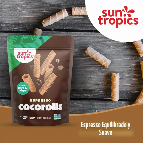 Vista 4 de Sun Tropics CocoRolls - Oblea enrollada de expreso, sin gluten, sin lácteos, hecha con crema de coco pura, 6