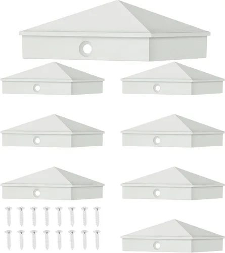 Vista 12 de Cubiertas de poste de aluminio Dunzy Tapas de poste de valla de pirámide para manga nominal con tornillos para buzón de correo al aire libre