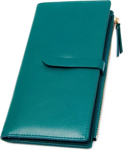 Vista 38 de Billeteras delgadas para mujer, tarjetero RFID plegable con bolsillo con cremallera, Mandala azul, Delgado