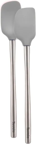Vista 46 de Tovolo Espátula para Frascos de Silicona con Mango Largo de Acero Inoxidable Espátula Raspadora Naranja Albaricoque, Raspador de Frascos Resistente