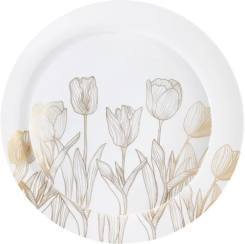 Vista 9 de PLASTICPRO Juego de 32 elegantes platos desechables de plástico que incluye 16 platos llanos y 16 platos de ensalada, platos de fiesta resistentes