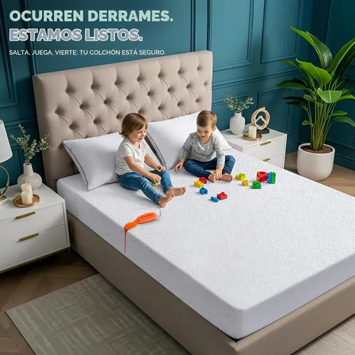 Vista 6 de Utopia Bedding - Protector de colchón de doble cara con parte superior de rizo impermeable y paneles laterales de rizo tamaño Twin XL, funda