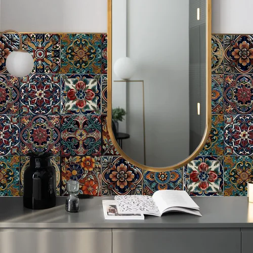 Vista 35 de Alwayspon Adhesivo para azulejos de pared moriscos para despegar y pegar, calcomanías de vinilo autoadhesivas para azulejos de cocina y baño, 4 x 4