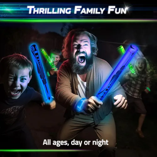 Vista 2 de Starlux Games Glow Battle - Paquete Familiar: Un Emocionante Juego de Espadas Brillantes 2-8 Jugadores, Edad 8+ Juegos Familiares para Niños
