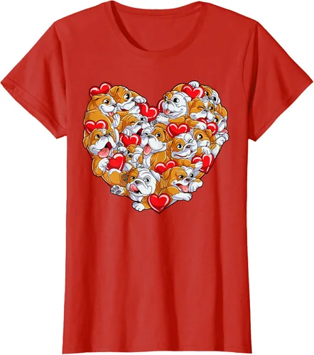 Vista 57 de Camiseta inglesa para el día de San Valentín con diseño de corazón y perro amante de los niños Negro