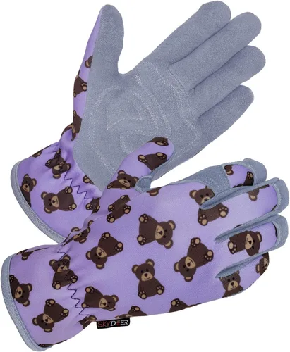 Vista 13 de SKYDEER Guantes de jardinería de piel de ciervo genuina para mujer, ultrasuaves y acolchados, ajuste cómodo para el trabajo (SD6611/M)