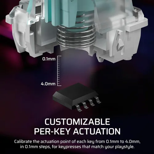 Vista 7 de Corsair K70 PRO TKL RGB Teclado mecánico con cable para juegos sin llave Efecto Hall pre-lubricado MGX Hyperdrive interruptores ajustables, SOCD