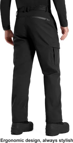 Vista 2 de FREE SOLDIER Pantalones cargo con vellón Softshell para hombre, para nieve, esquí, senderismo, con cinturón