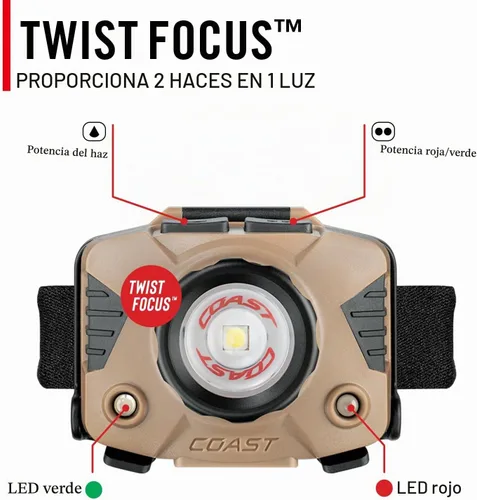 Vista 4 de Coast FLX7 - Linterna frontal LED de 700 lúmenes con foco giratorio, 3 pilas alcalinas AAA incluidas