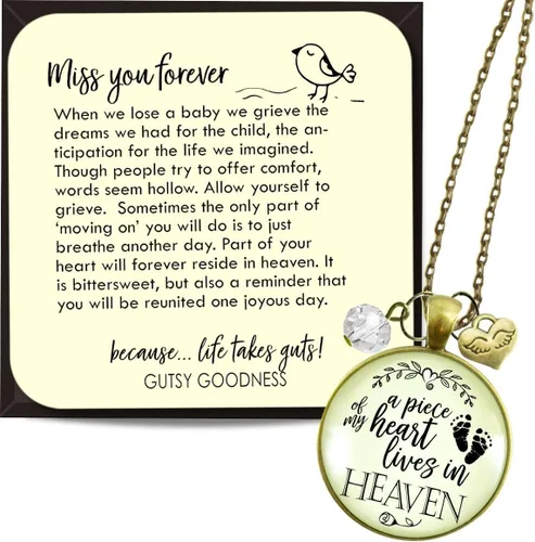 Vista 8 de Gutsy Goodness Miscarriage Necklace Comforting Sentimental Handmade Jewelry For Mom - Pendant, Message Card, Keepsake Gift Box