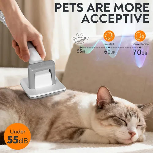 Vista 4 de Aspiradora de aseo para mascotas para perros y gatos, succión fuerte de 12 kPa, ≤ 50 dB silenciosa, taza de polvo de 2 litros, kit de aseo 5 en 1