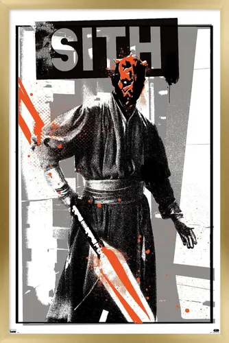 Vista 15 de Trends International Star Wars: The Phantom Menace - Póster de pared de Darth Maul Glitch, 22.4 pulgadas de largo x 14.7 W, versión enmarcada