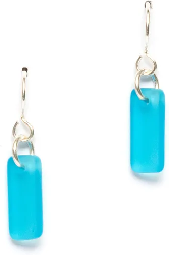 Vista 14 de Pendientes de cristal de mar Murmur - Pendientes de cristal de playa de alambre francés de ley para mujer de EcoSeaCo, utilizando