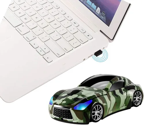 Vista 7 de elec Space Cool Sport Car Shape 2.4GHz Ratones inalámbricos ópticos inalámbricos con receptor USB para PC portátil 1600DPI 3 botones