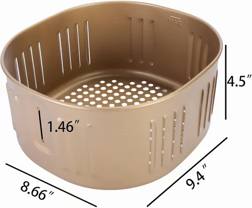Vista 3 de Cesta de repuesto para freidora de aire para Power XL de 5.3 cuartos de galón, cesta para freidora de aire para Gowise USA 5.8QT, antiadherente