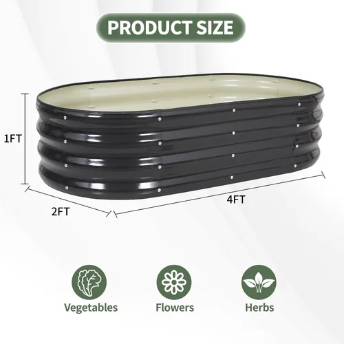Vista 8 de 1MORE Cama de jardín elevada galvanizada: jardineras para exteriores, camas elevadas para jardinería, kit de cama de jardín de metal de 4 x 2 x 1