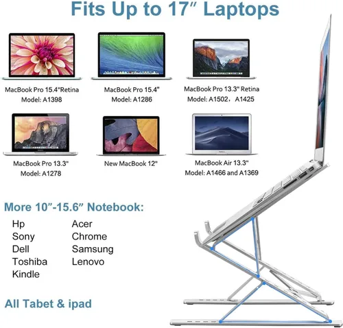 Vista 6 de Soporte de computadora portátil para escritorio, soporte estable para MacBook Pro, elevador ergonómico de aluminio para computadora de 12, 13, 15
