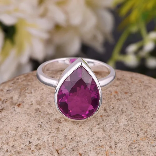 Vista 71 de PANOPLY Bio Pink Doublet Quartz Solid 925 Sterling Silver Ring for Women