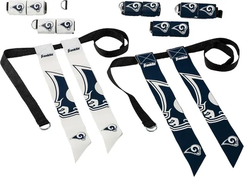 Vista 11 de Franklin Sports NFL - Conjuntos de fútbol con bandera del equipo de la NFL, cinturones + banderas, para niños + adultos, se adapta a cintura