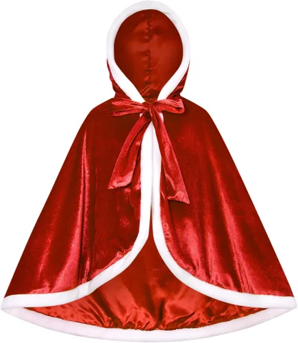 Vista 2 de Disfraz de capucha roja para niñas pequeñas, capa roja de princesa, vestido de Navidad, ropa de una pieza, con capucha, talla 3-4T