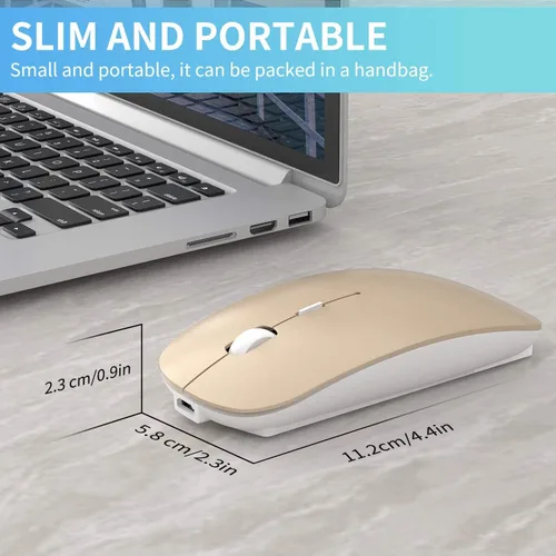 Vista 7 de ElizaHelen Wireless Bluetooth Mouse Dual Mode Slim Rechargeable Wireless Silent Mouse 24G Portable USB Optical Wireless Computer Mice with USB