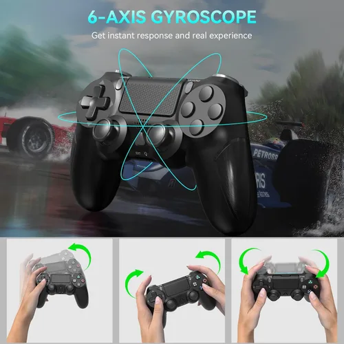 Vista 6 de YCCSKY Wireless Controller for PS-4, Compatible with P4SlimPro, Built-in with VibrationMotion Sensor3.5mm Headphone JackAudio Function (Black)