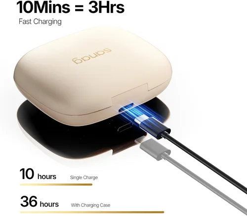 Vista 5 de Sanag Auriculares inalámbricos Bluetooth 5.3 con micrófono ENC, los mejores auriculares ligeros de conducción de aire, sonido estéreo de alta