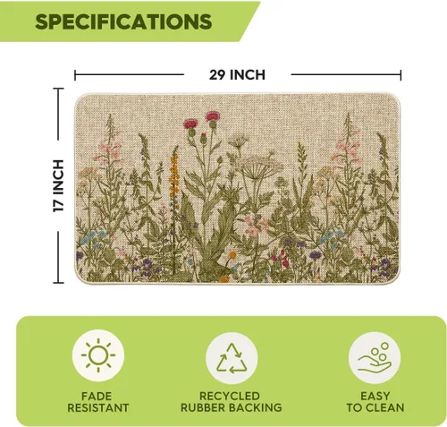 Vista 3 de Artoid Mode Wildflower - Tapete floral de primavera, decoración del hogar, diseño de flores y verano, tapete de bajo perfil, tapete para puerta