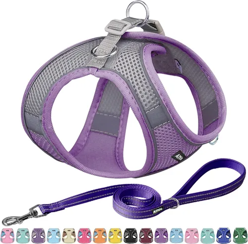 Vista 17 de AIITLE Arnés para perro, arnés sin tirones con correa, chaleco reflectante ajustable para perro, arnés para gatos a prueba de escape, caminar al