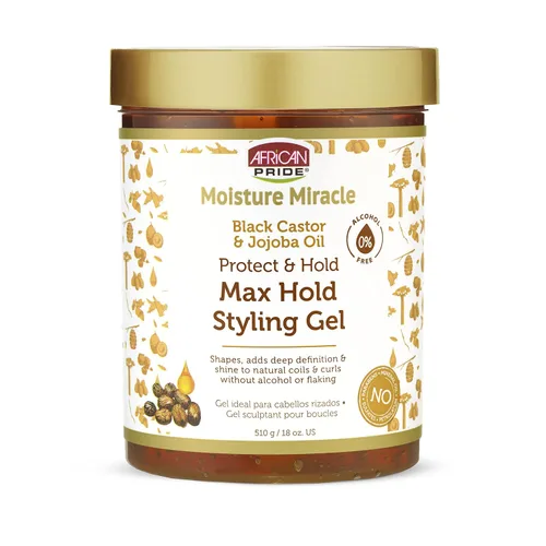 Vista 2 de African Pride Moisture Miracle Protect & Hold Max Hold Gel para el cabello (3 unidades), para rizos y rizos naturales, 18 onzas