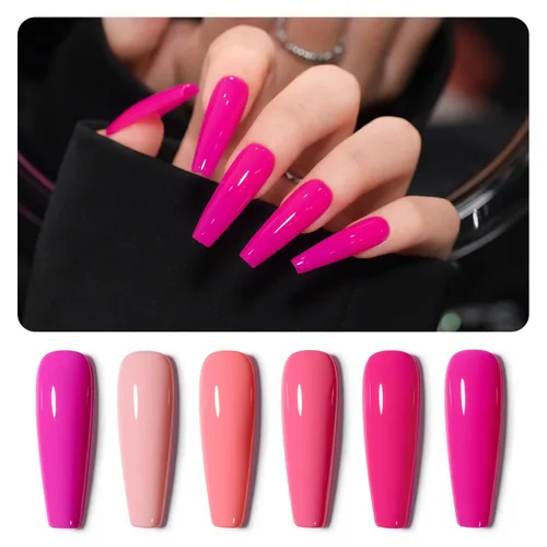 Vista 22 de GAOY Berry Collection - Esmalte de uñas en gel, color rosa intenso, borgoña, rojo, cereza y magenta, kit de esmalte de uñas para manicura de salón