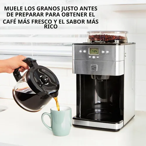 Vista 6 de Kenmore Elite Cafetera de Moler y Preparar – Molinillo integrado, máquina automática de café por goteo, cafetera programable de 12 tazas, molinillo