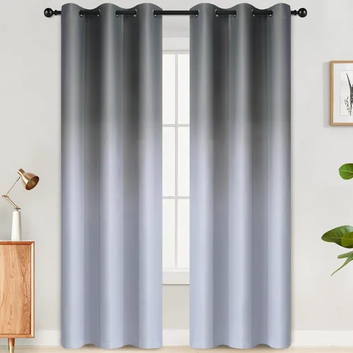 Vista 140 de SimpleHome Cortinas degradadas degradadas para oscurecer la habitación de 36 pulgadas de largo para dormitorio, con ojales y bloqueo de luz Negro